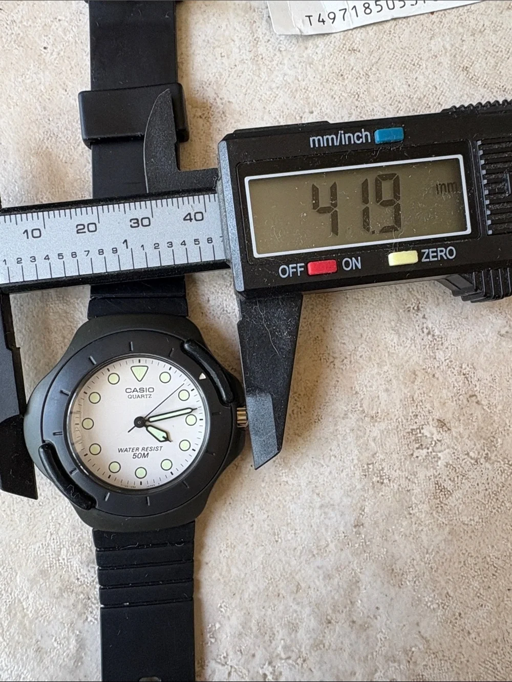 Casio Black Watch with White Dial and Luminous Markers